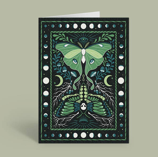 Elissa Marie Creative - Wholesale Everyday Greeting Card - Moths Greeting Card | moons | mushrooms | witchy card0
