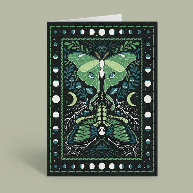 Elissa Marie Creative - Wholesale Everyday Greeting Card - Moths Greeting Card | moons | mushrooms | witchy card