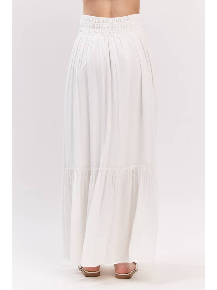 Ivory Ruffled Smocked Waist Maxi Skirt - VS3399 for wholesale on Faire7