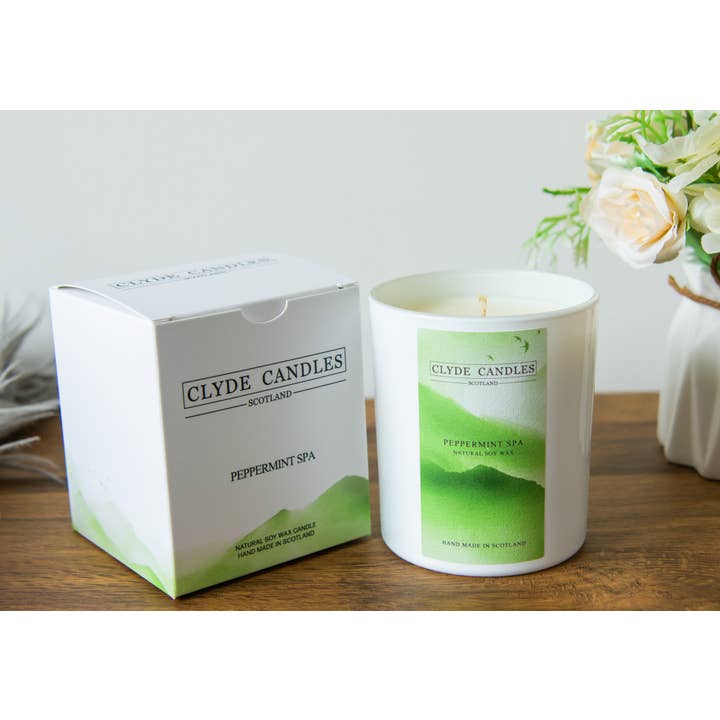 Peppermint Spa Gift Box Candle - Large Glass for wholesale by CLYDE CANDLES