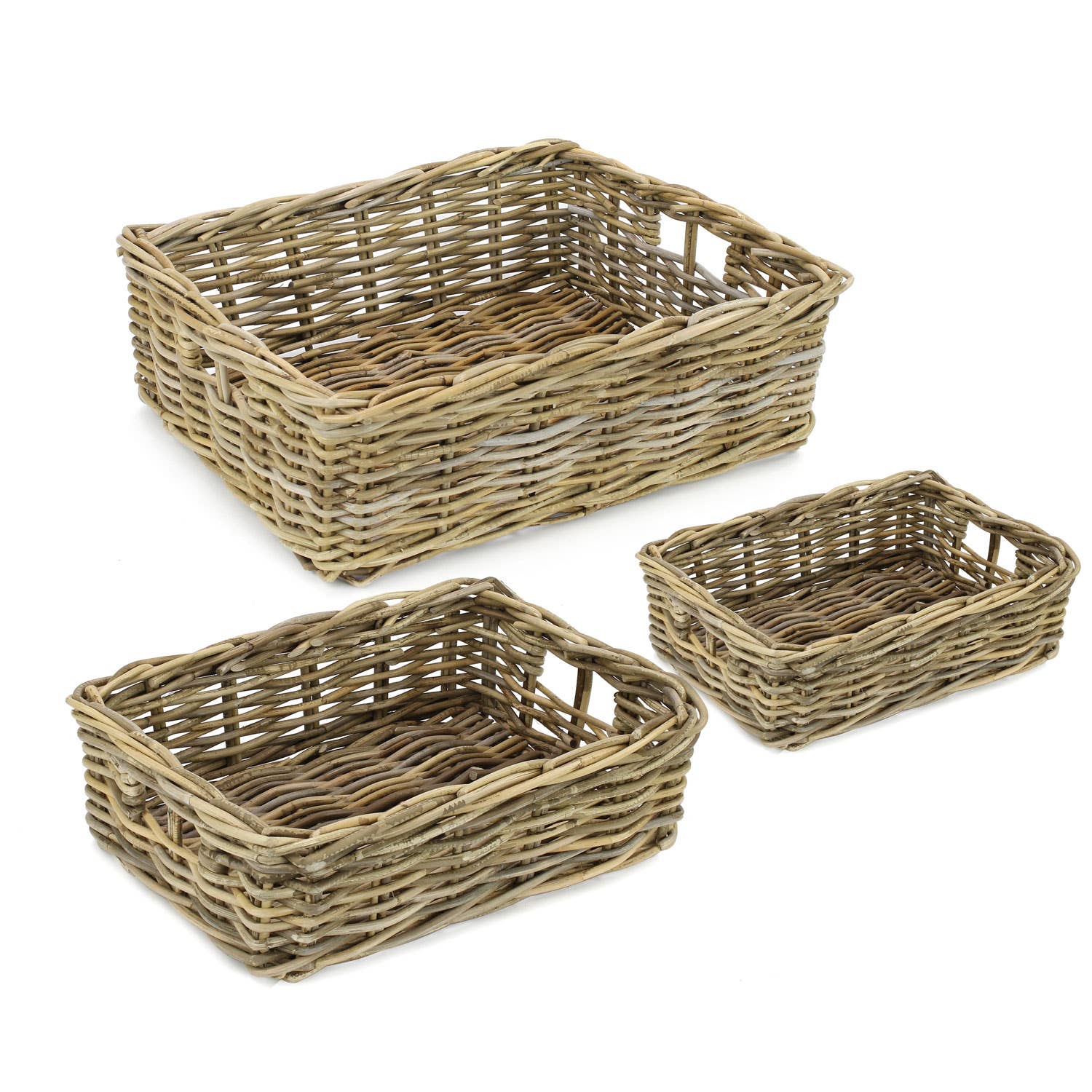 Gadsby – wholesale Basket – Set of 3 Rectangular Kubu Rattan Storage Display Baskets 0