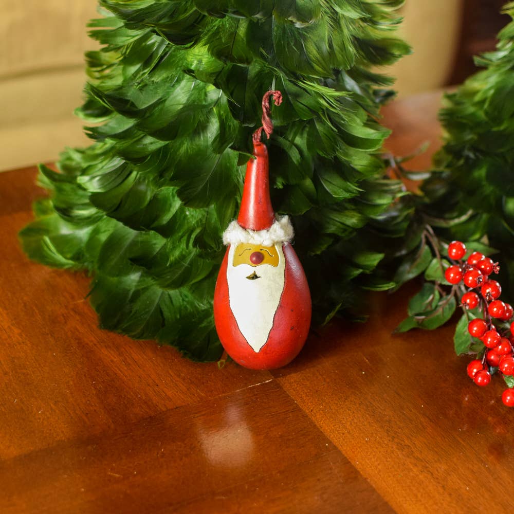 Meadowbrooke Gourds - Wholesale Ornament - Santa Hand-Crafted Gourd Christmas Tree Ornament