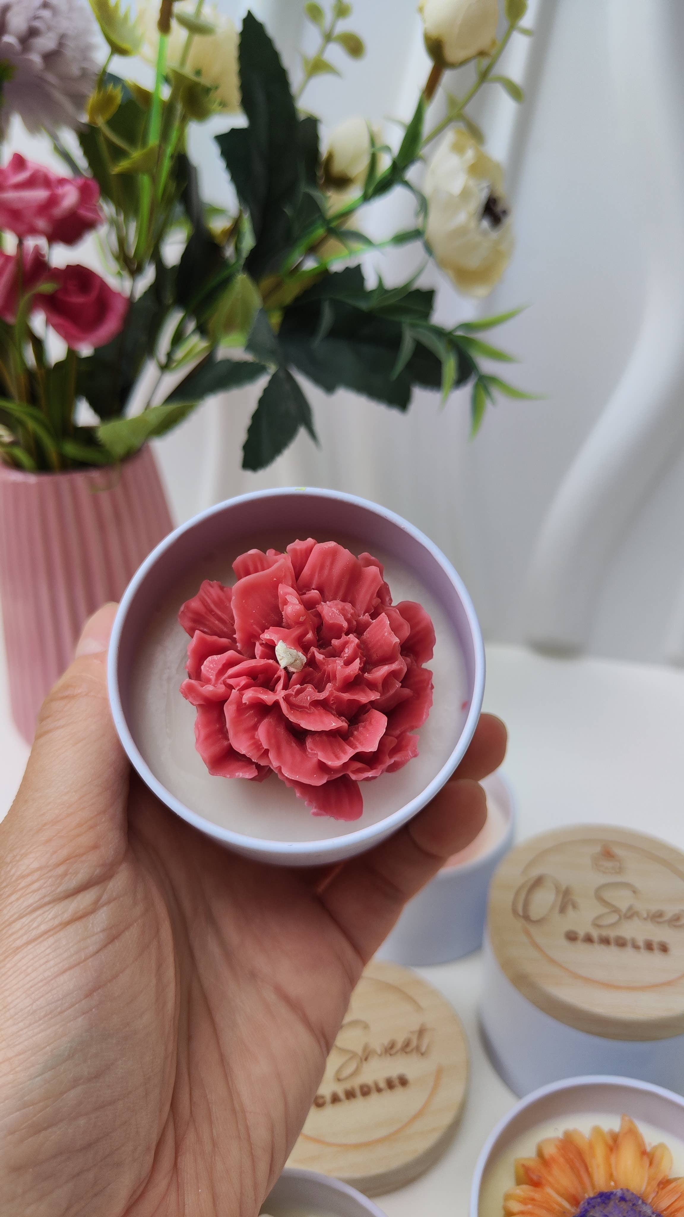 Oh Sweet Candles – wholesale Jar/filled candle – Forbidden Fruit (Carnation) - Pomegranate 90g Scented Candle6