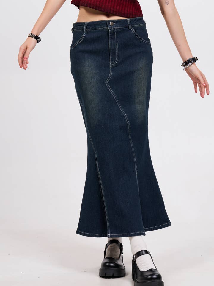 Down With Denim Skirt for wholesale by Pretty Damage