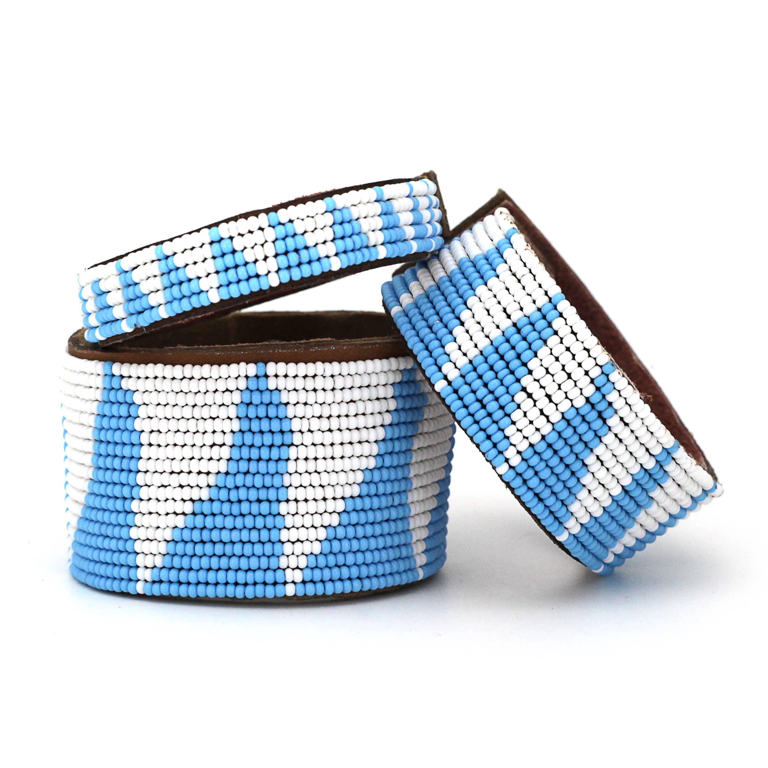 Swahili Coast - Vente Bracelet jonc - Petit manchette en cuir bleu clair3