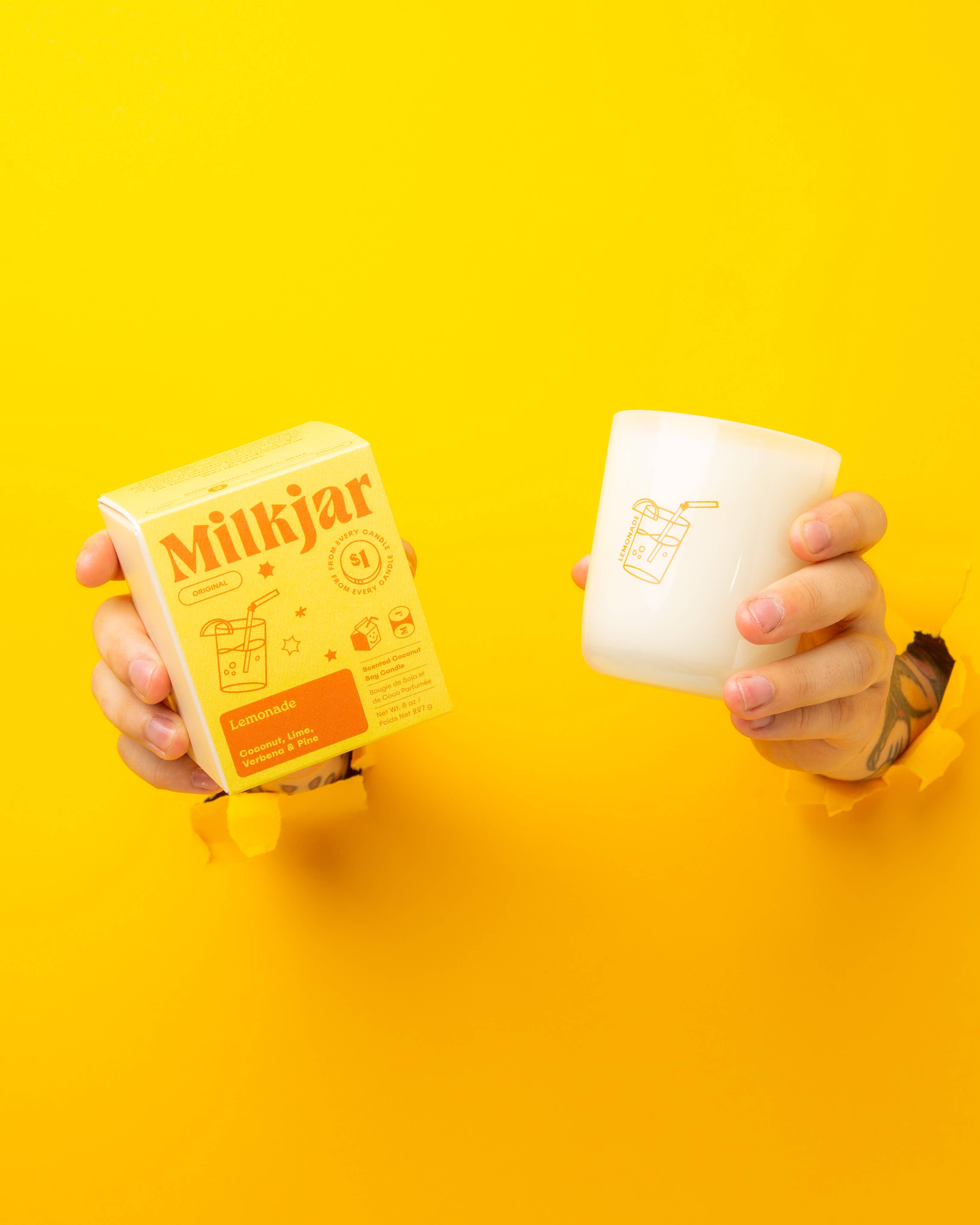 Milk Jar Candle Co. - Vente Bougie en bocal - Limonade - Bougie de soja de 8 oz à la noix de coco, au citron vert et au pin3