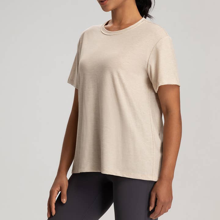 Sodalemon - Wholesale T-Shirt - Women's - Women Wool Breathable Relaxed-Fit Yoga Short-Sleeve T-Shirt4