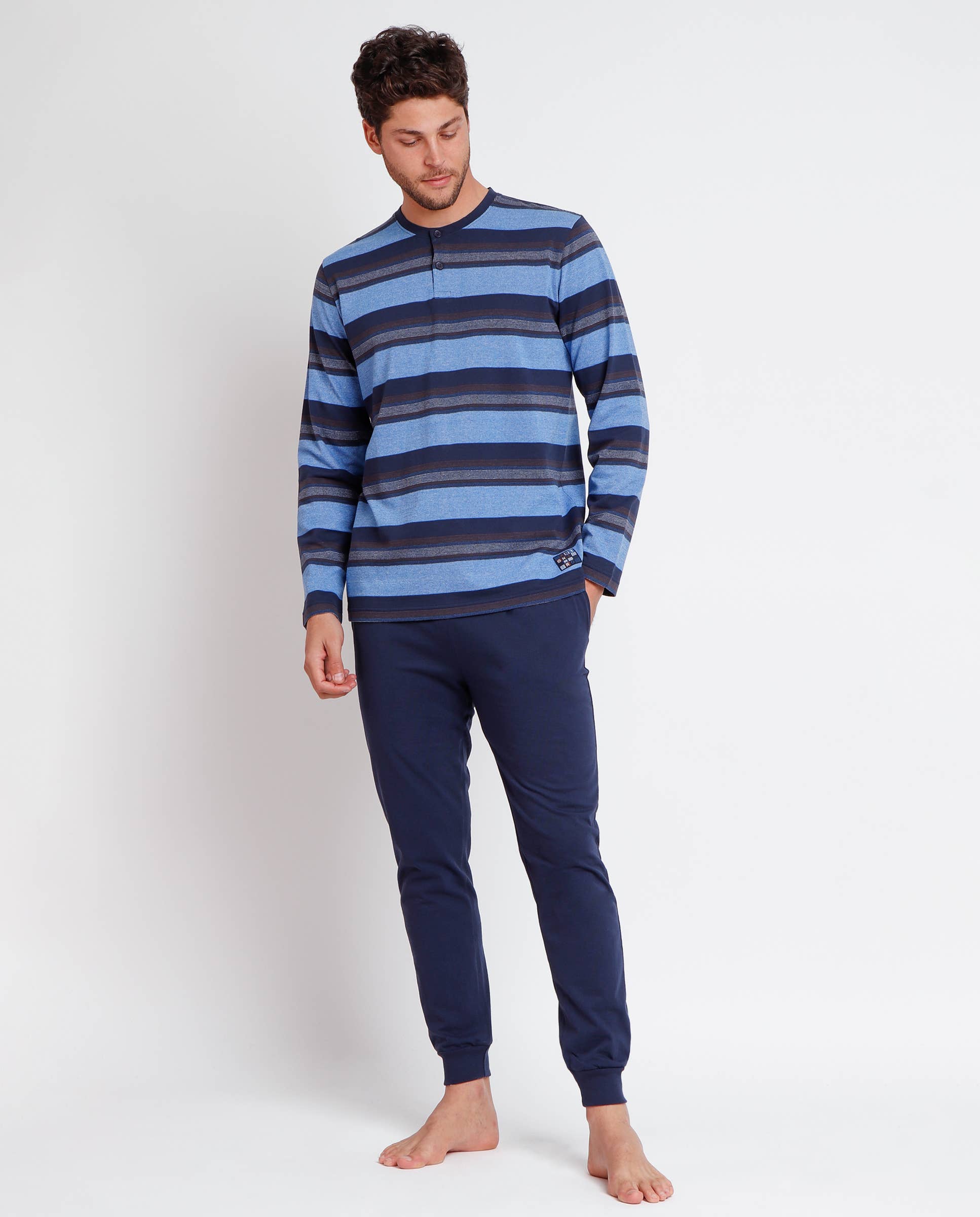 BLAUW Antonio Miro gestreepte pyjama met lange mouwen voor heren voor groothandel op Faire0