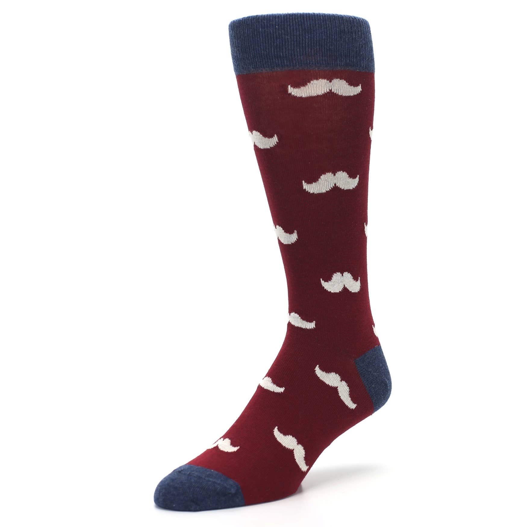 Statement Sockwear - Wholesale Socks - Men's - Burgundy Mustache Socks - Men’s Novelty Dress Socks2