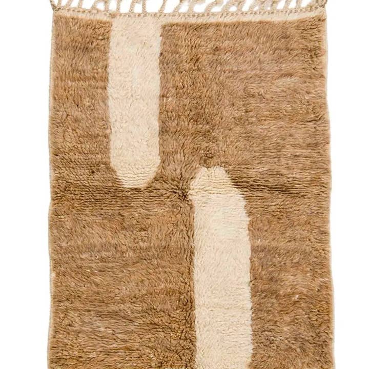 Néda – Engroshandel Løst tæppe – Moderne Beni Ouarain Berber Tæppe Farverigt Brun Beige Mørk Hvid - 158 x 115 cm
