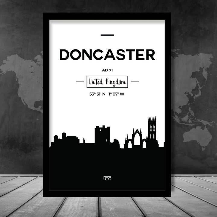 Doncaster City Skyline Cityscape Print for wholesale by Artze Wall Art