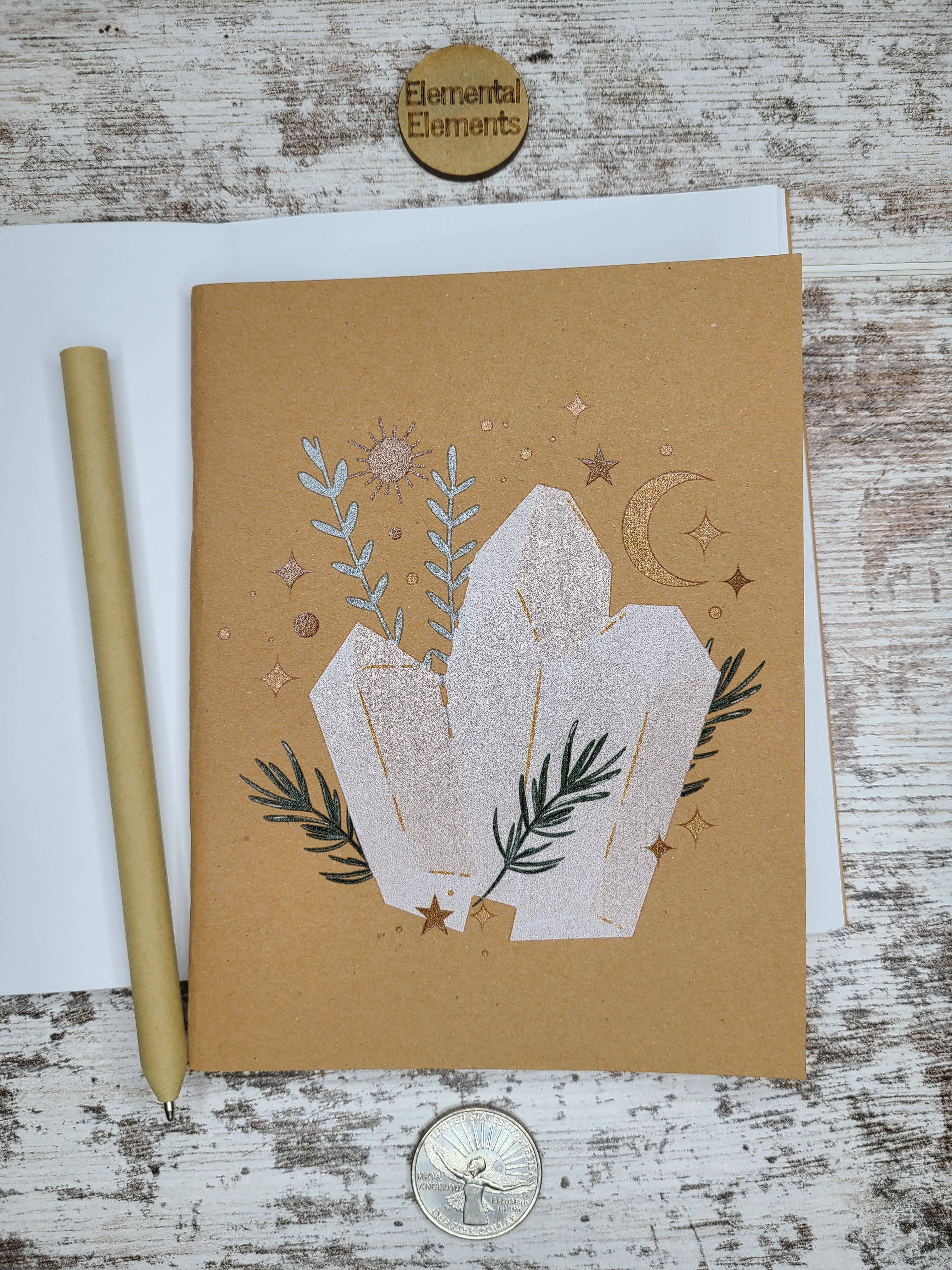 Elemental Elements LLC - Vente Journal intime - Journal de poche Crystal Green Witch Moon1