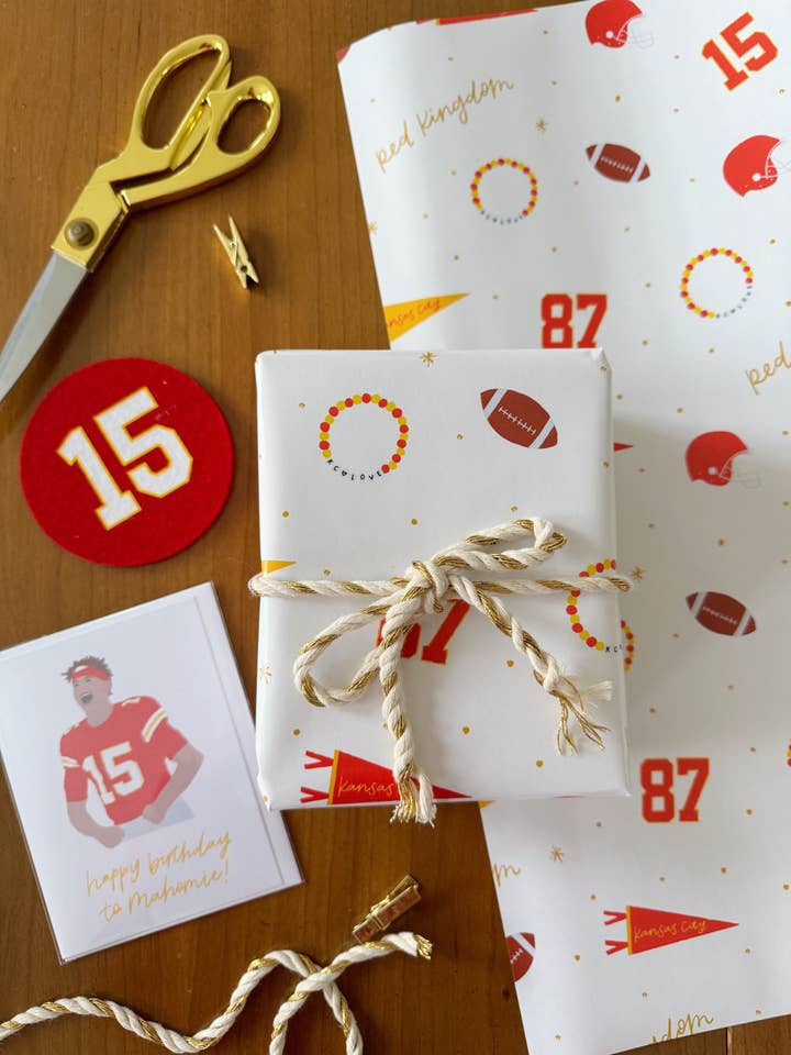 Kansas City Football Wrapping Paper - 3 Sheets Per Roll for wholesale by Shea Lettering