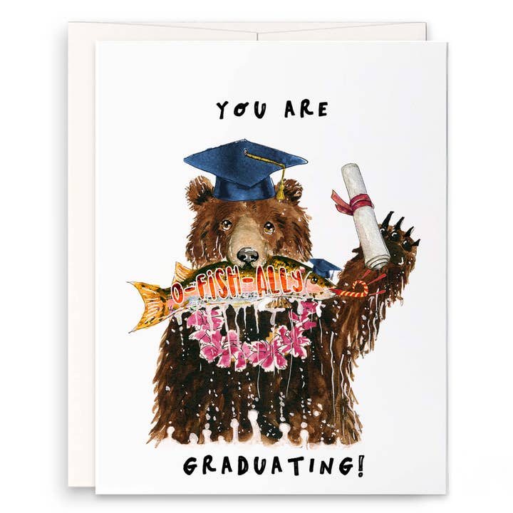 Bear Fish Grad - Sjovt gradueringskort for engroshandel hos Liyana Studio