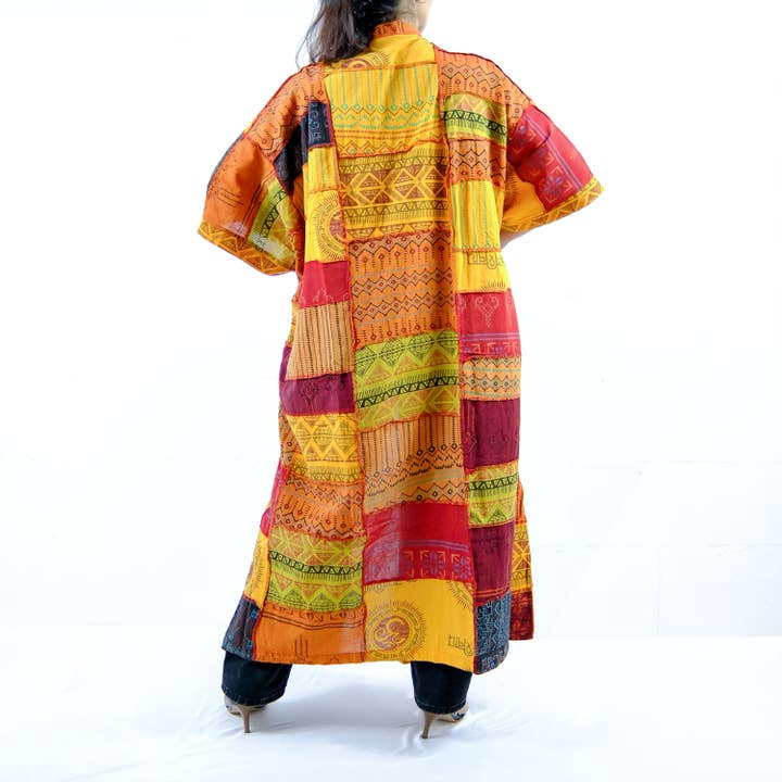 Karma Nepal Crafts - Wholesale Kimono - Women's - Patchwork Cotton Long Oversized Duster
