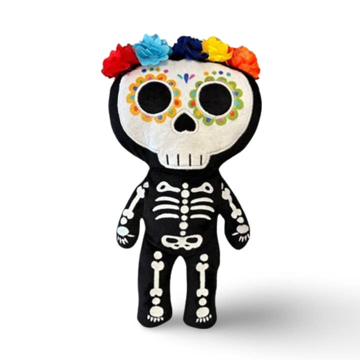 12" Day of the Dead/Halloween Skeleton Plush - Multi Color for wholesale by MaterialJill