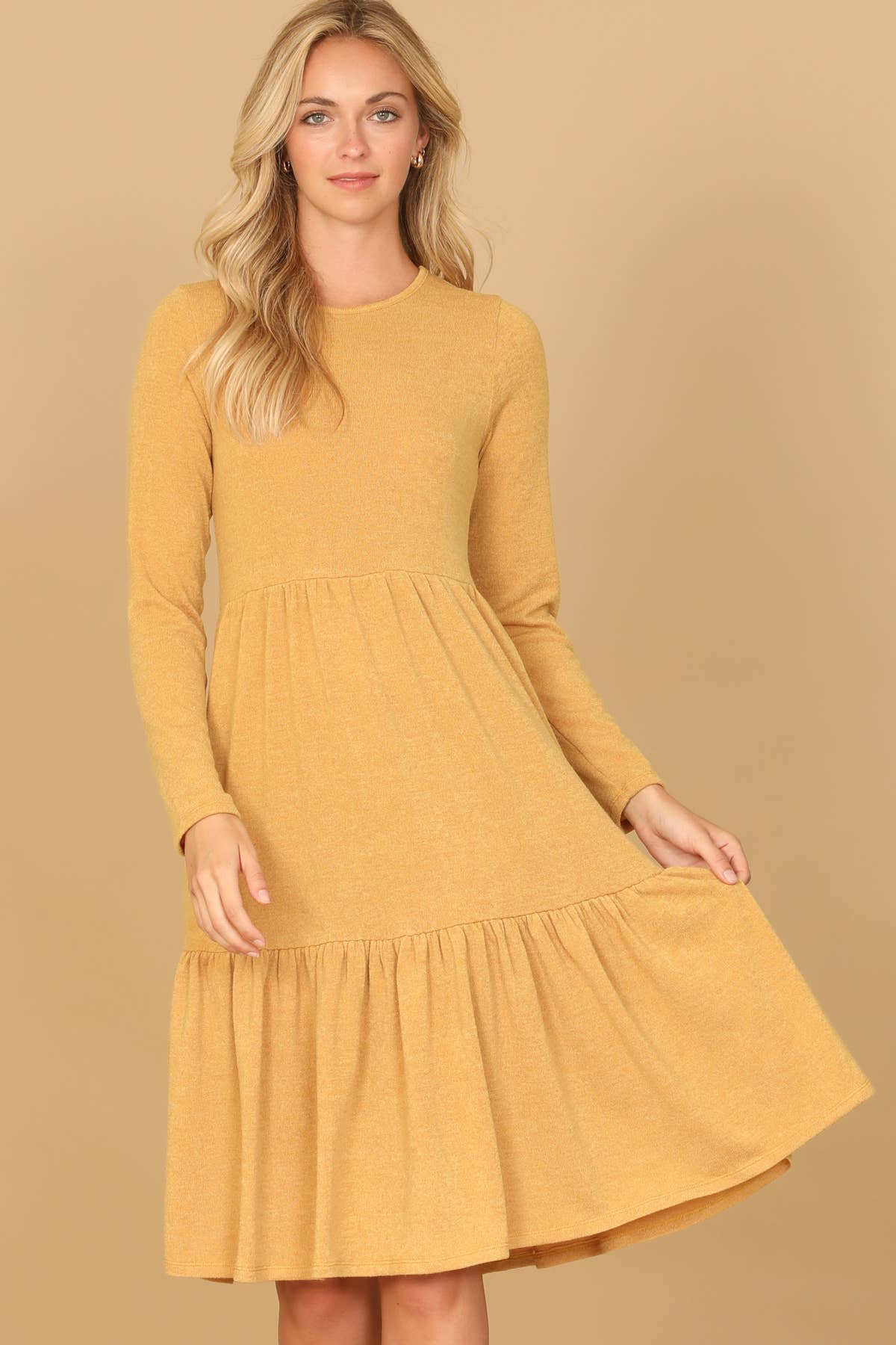 You & Me - Vente Robe – femme - ROBE À PLUSIEURS NIVEAUX EN CHAMBRAY À MANCHES LONGUES ET COL ROND YMD10121V10