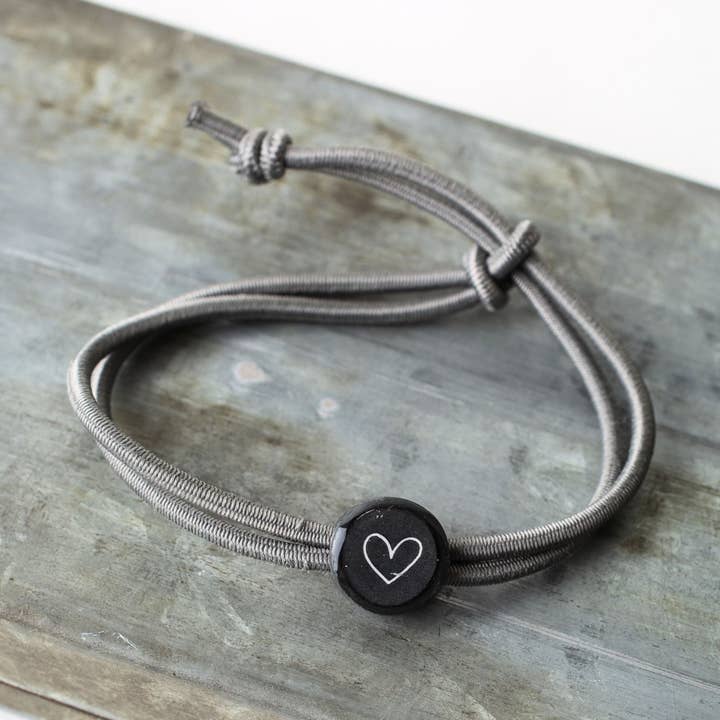 Daily Tap for Inspiration Beacon Bracelet - Heart - Stretch Cord for wholesale by MudLOVE