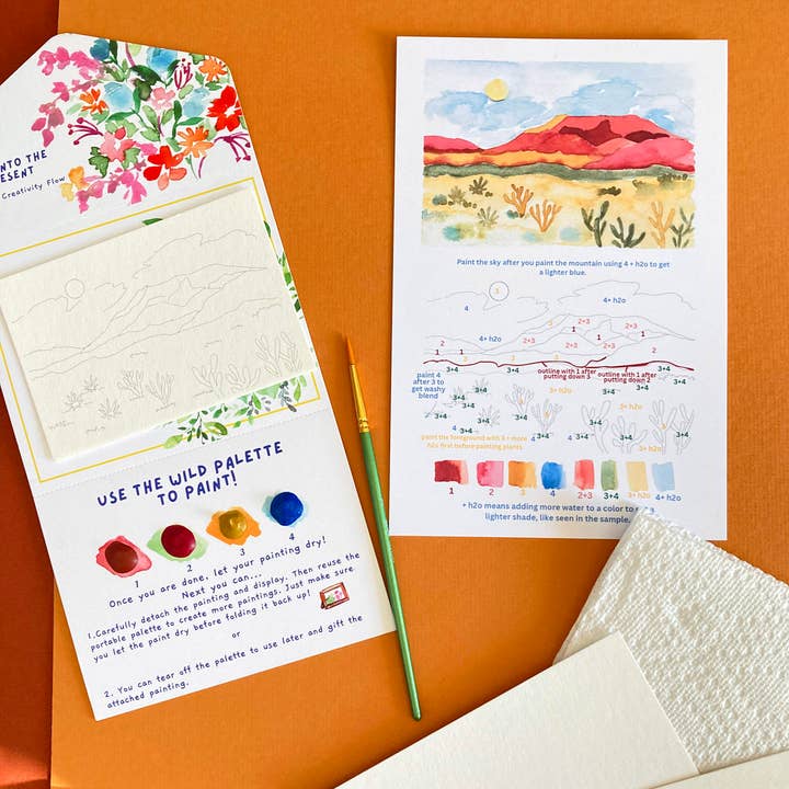 Pink Puddle Studio - Wholesale DIY Craft Kit - Calm Desert Landscape Watercolor Paint by Number DIY Kit4