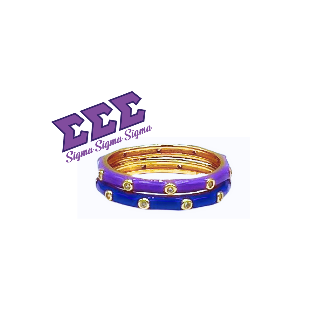 Color Shout - Vente Anneau/bague à empiler - R201-Couleurs de sororité : Ensemble de 2 bagues empilables en émail1