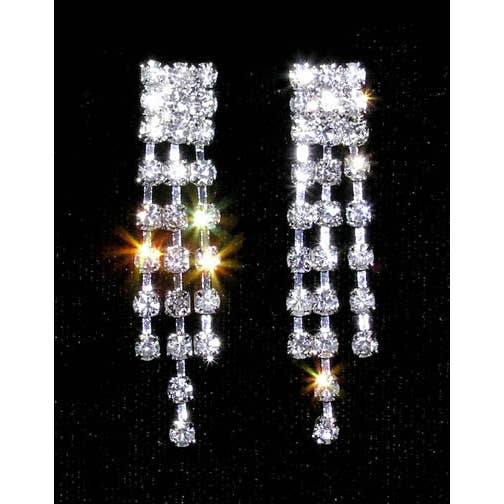 #13954 - 3 Row Graduated Dangle Earring for wholesale by Bridal Store Jewelry