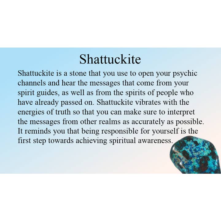 Scheda informativa Shattuckite per la vendita all'ingrosso da parte di The Witch Depot