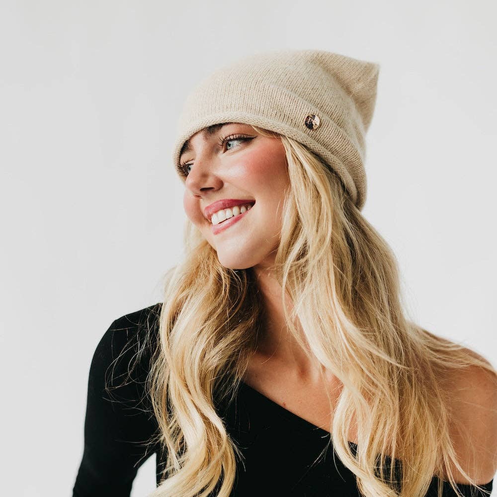 Pretty Simple - Wholesale Beanie - Women's - Cable Rolled Edge Cashmere Beanie4
