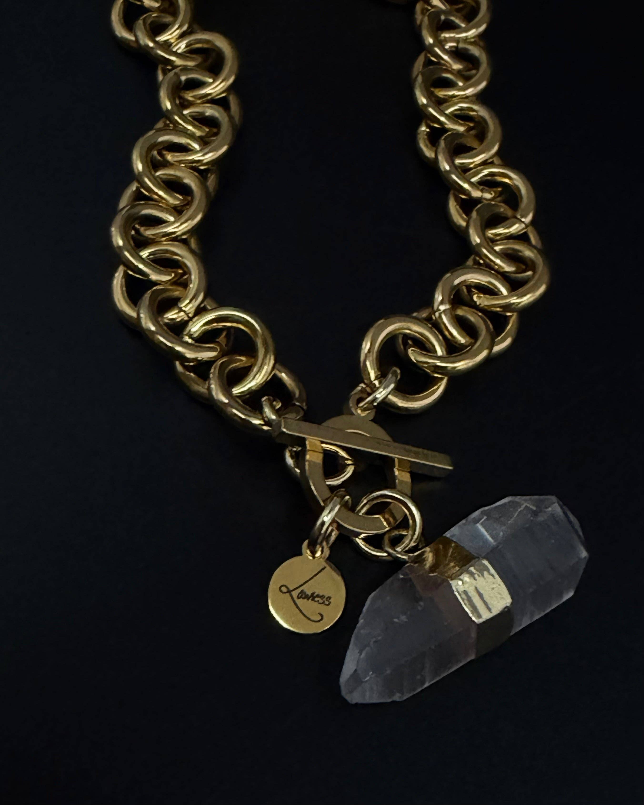 Lawless - Wholesale Pendant/Charm Necklace - Athena Axiom Necklace - 12mm Gold / Quartz Crystal4
