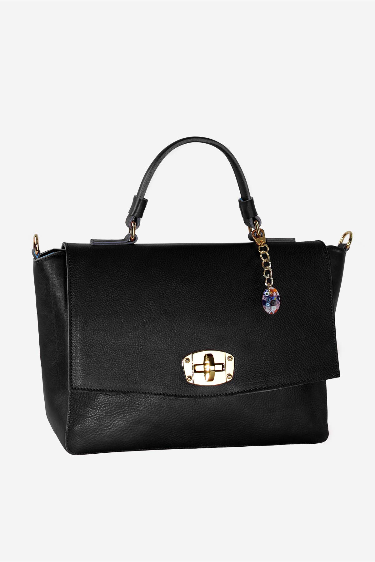 Terrida - Wholesale Top Handle Bag - Women's - Elegant Leather Bag with Murano Glass Pendant7