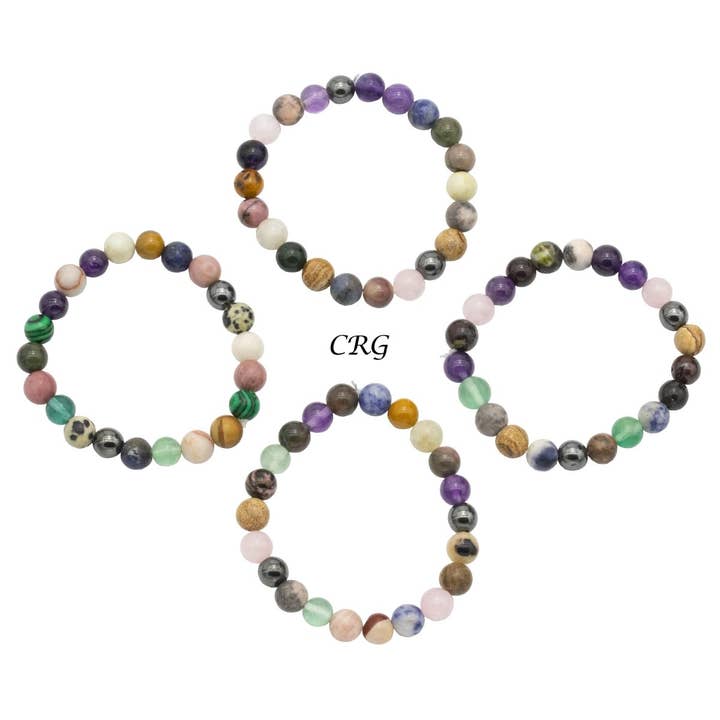 Crystal River Gems LLC - Wholesale Beaded Bracelet - Mixed Stone Round Bead Stretch Bracelet (8 mm) (1 Piece)2
