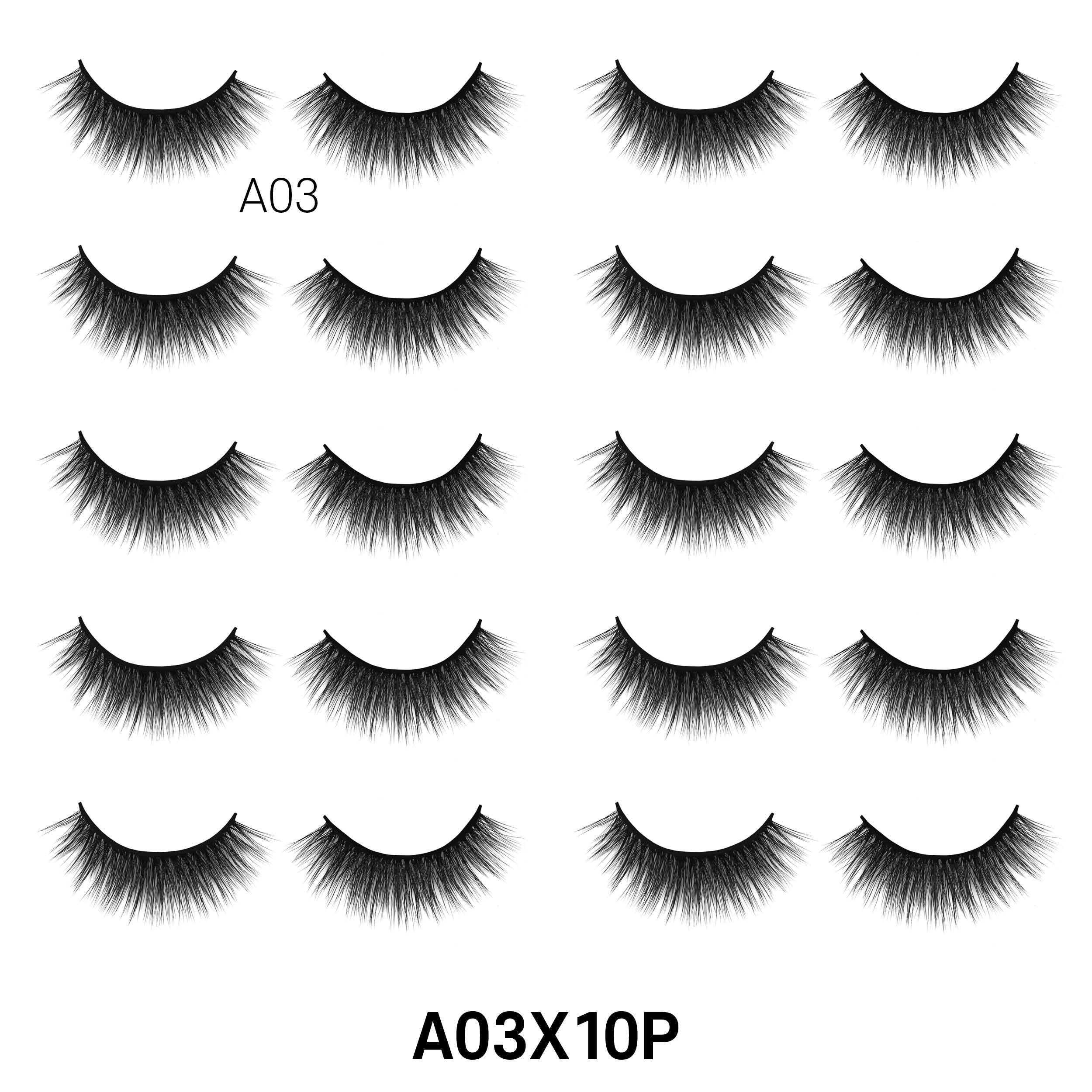 Laflare - Wholesale False/Fake Eyelashes - 3D FAUX MINK 10 PAIRS JUMBO PACK2