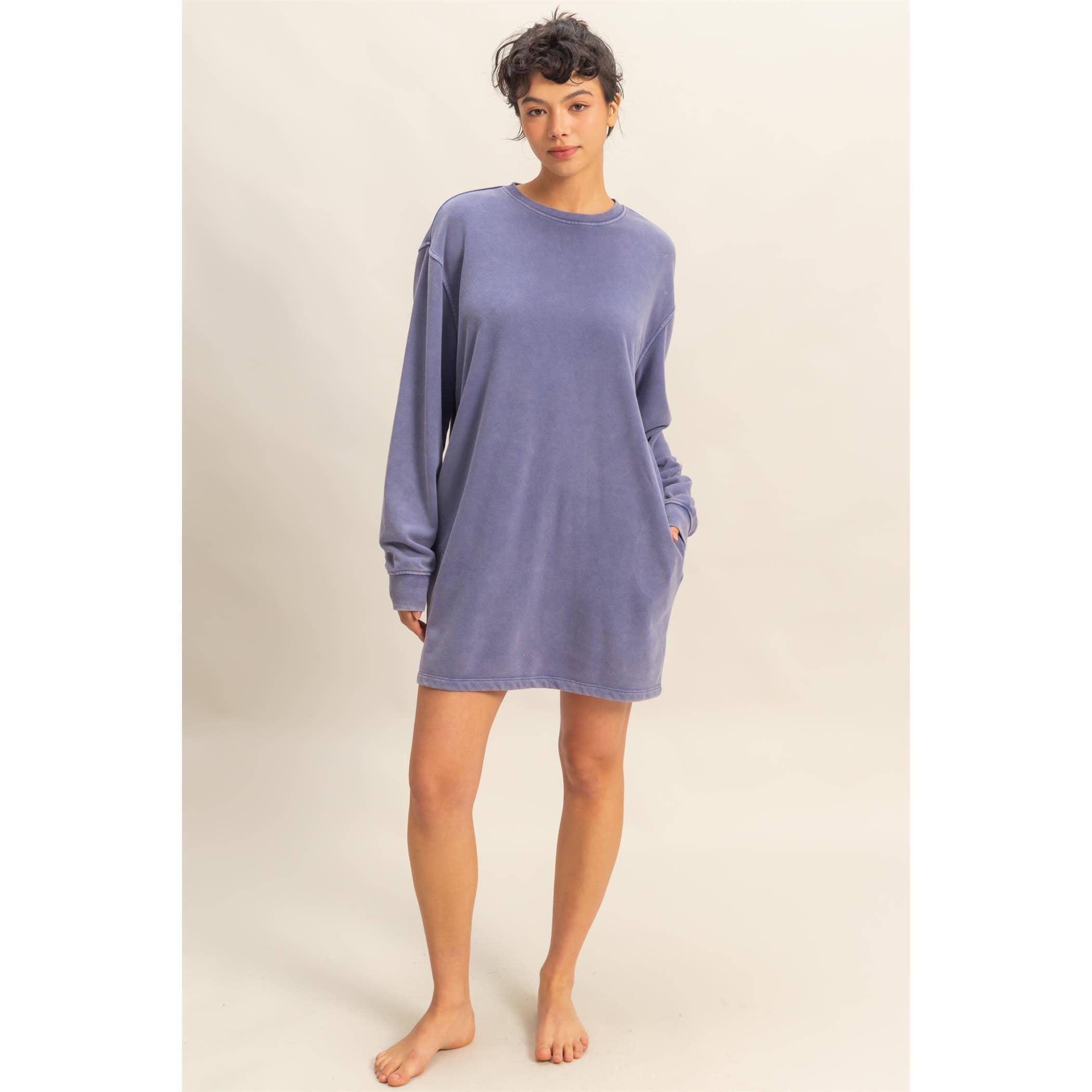 Double Zero - Wholesale Dress - Women's - Long Sleeve Oversized Mini Dress26