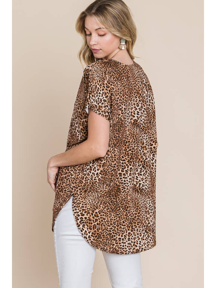 BOMBOM - Wholesale Tunic - Women's - TA1279-LE Leopard Print Tunic Top