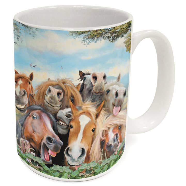 Horse Selfie 15 oz. Decorative Ceramic Mug for wholesale by Conimar Promotions
