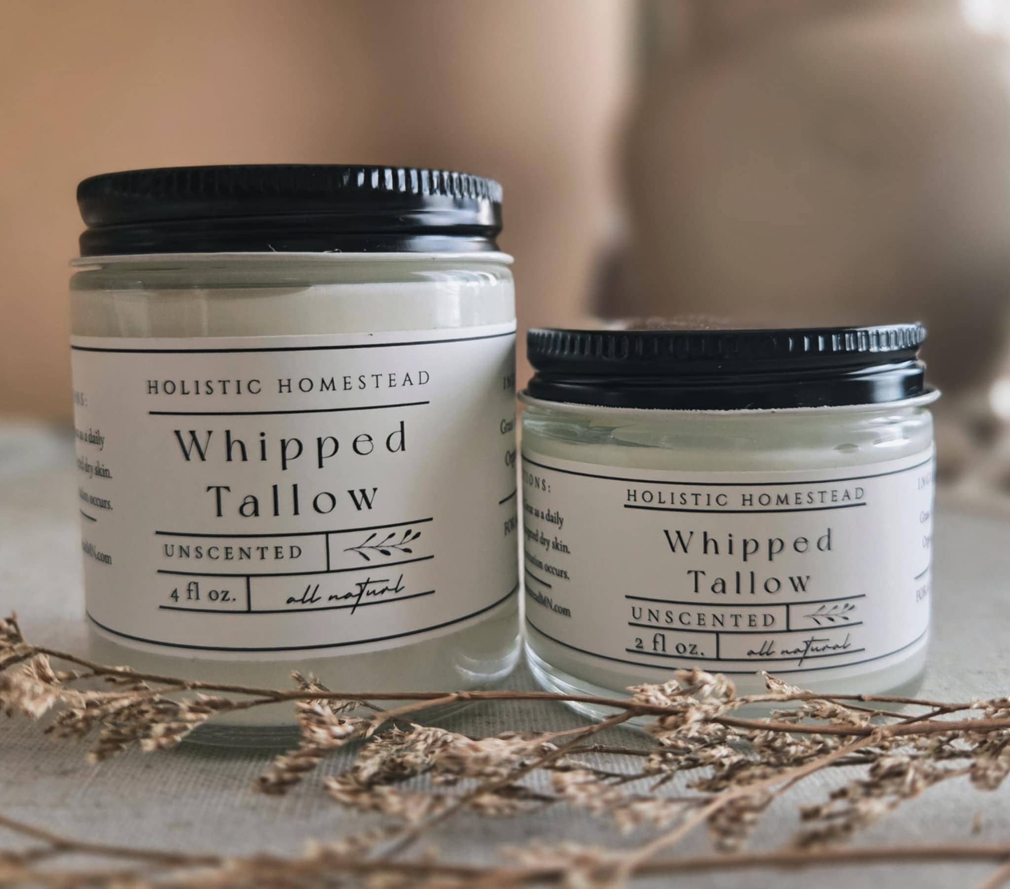 Holistic Homestead - Wholesale Body Balm/Butter - Unscented Whipped Tallow