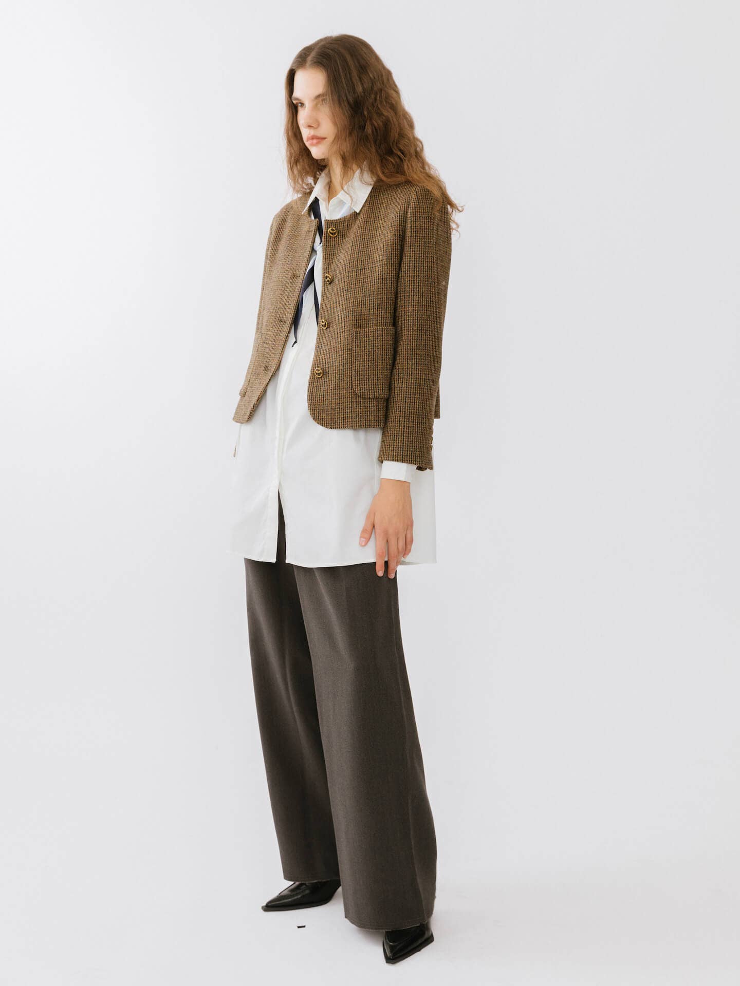 SaddleBrown Vintage Round Neck Jacket for wholesale on Faire6