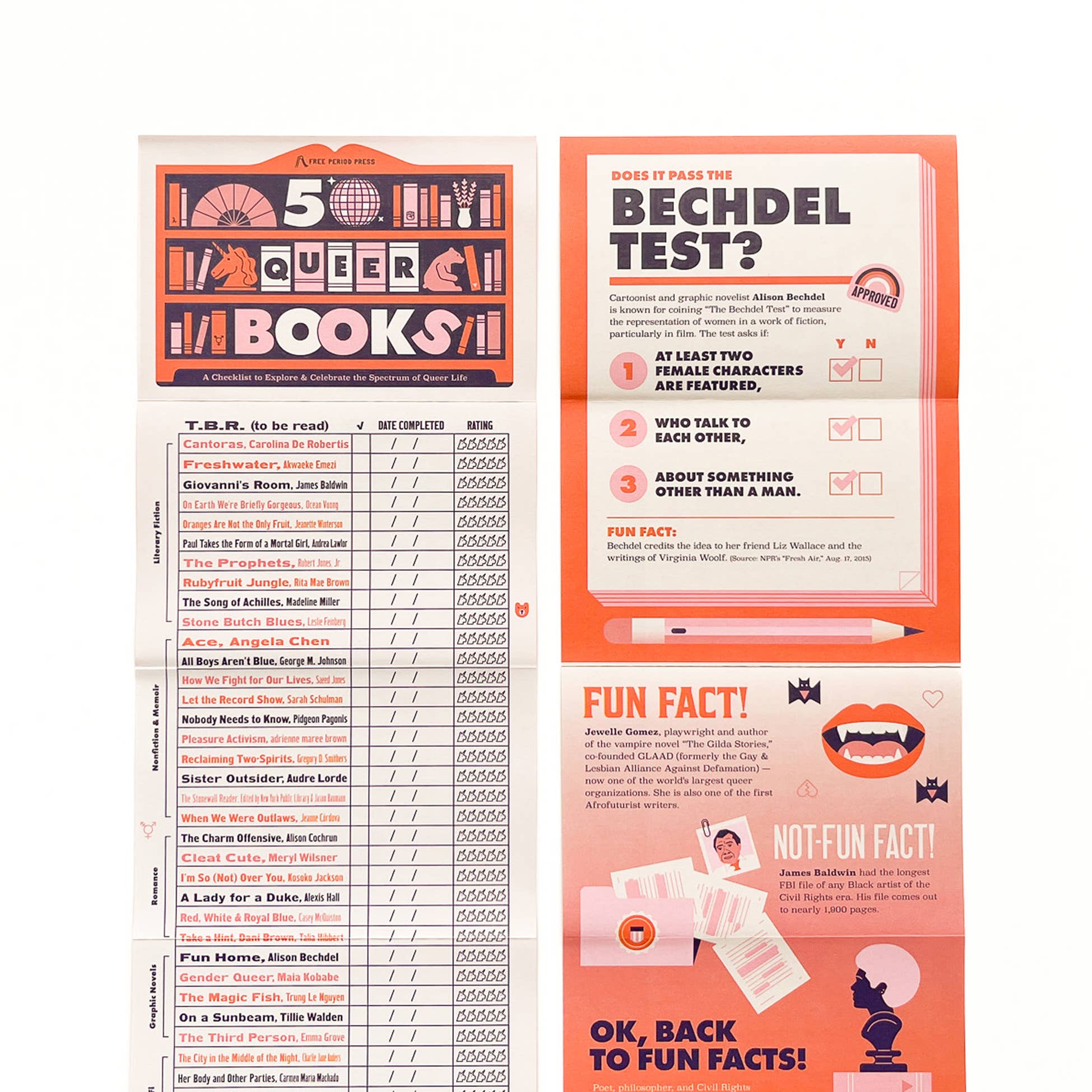 Free Period Press - Wholesale Bookmark - 50 Queer Books: A Checklist to Explore & Celebrate Queerness2