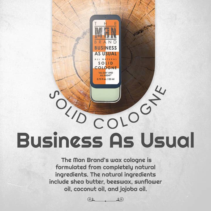 The Man Brand - Wholesale Solid Cologne - Business As Usual Solid Cologne - Vintage Slide Tin - 0.75 Ounce4