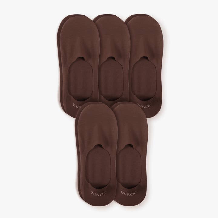 Unisex Cotton No Show Socks 5-Pack | Espresso Brown for wholesale by essoc
