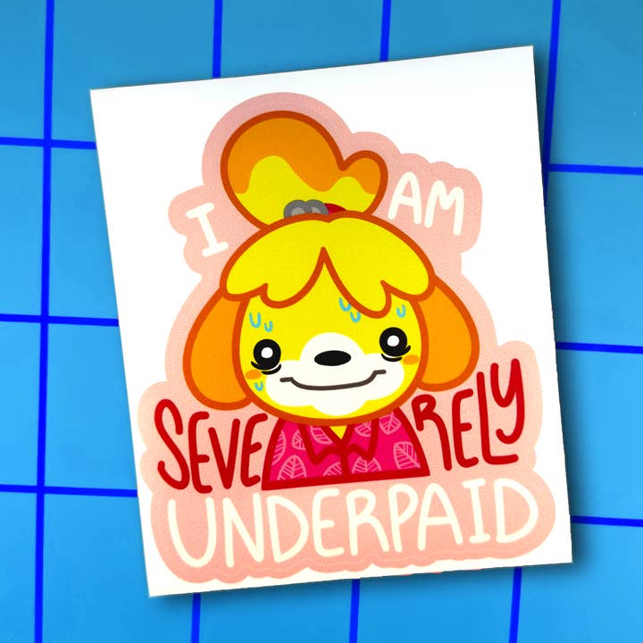 Jeg er alvorligt underbetalt | Stor vinyl videospil klistermærke for engroshandel hos Mintimeli