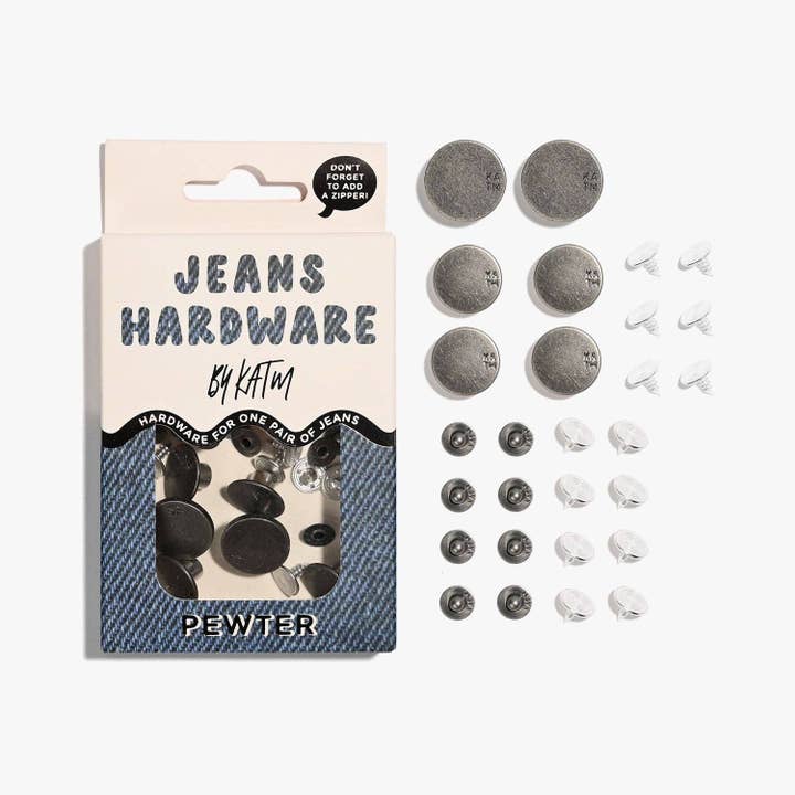 Jeans Hardware Kit | Pewter for wholesale by KATM Wholesale USA