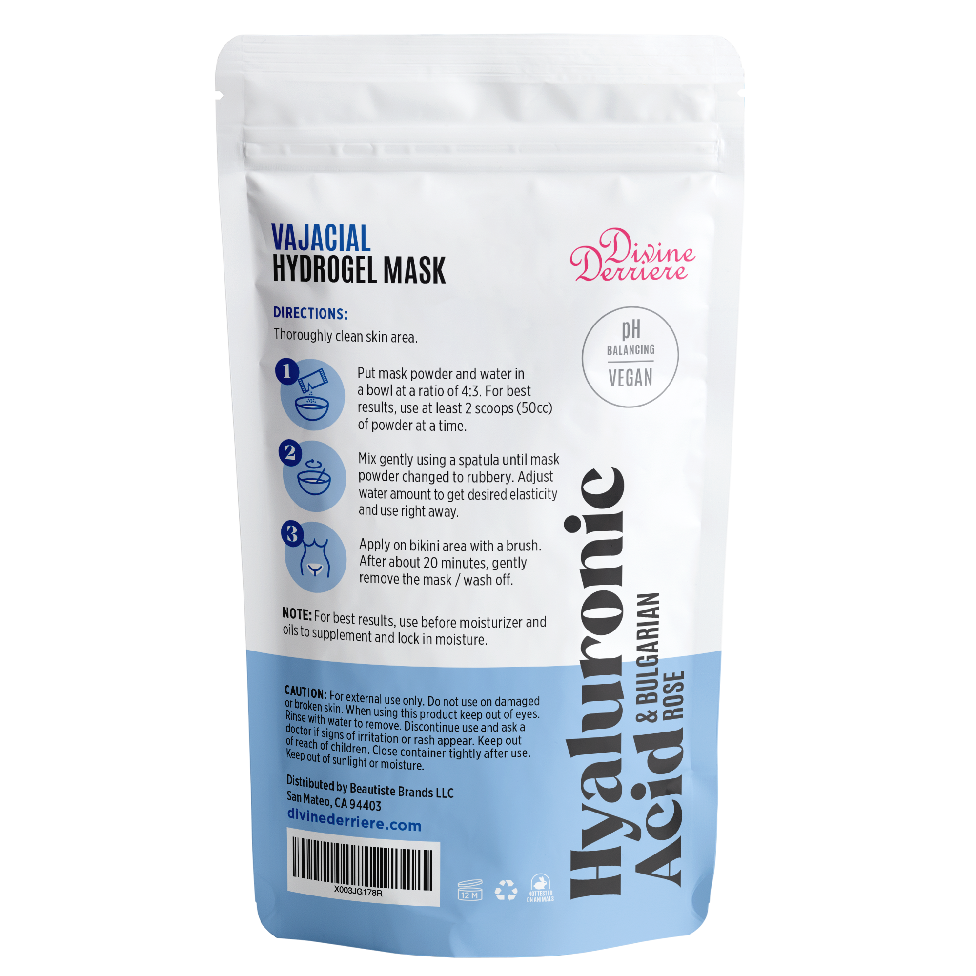 Divine Derriere - Vendita all'ingrosso Maschera viso - Kit hydrogel vajacial - acido ialuronico12