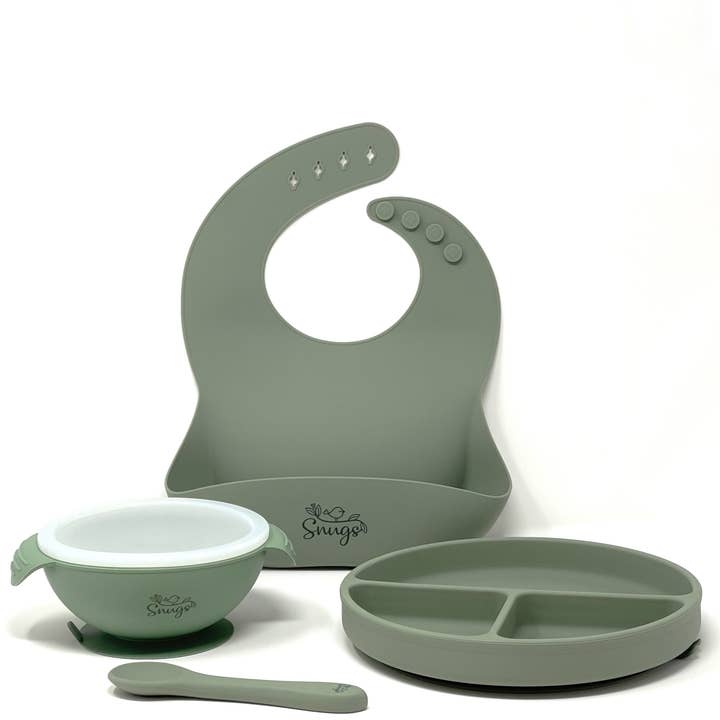 Silicon 4-Piece Suction Base Feeding Set for wholesale by Snugs Baby