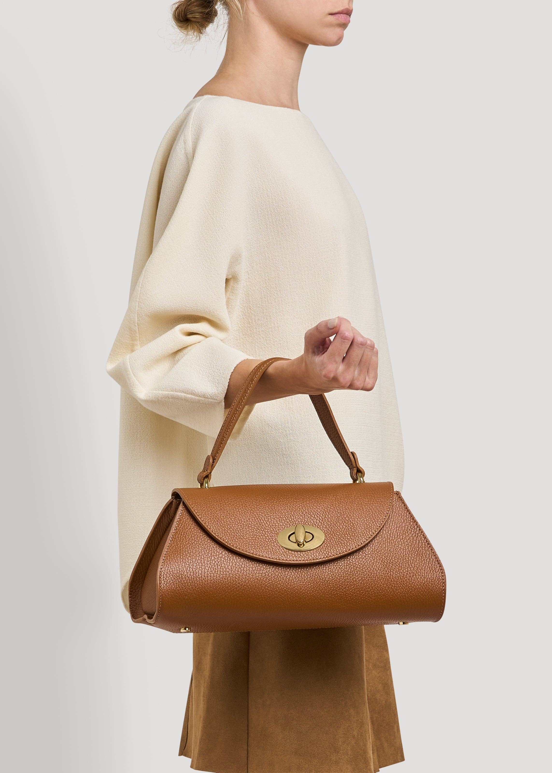 Prestige Milano - Wholesale Tote Bag - Women's - Borsa Florence in pelle Togo color cuoio6