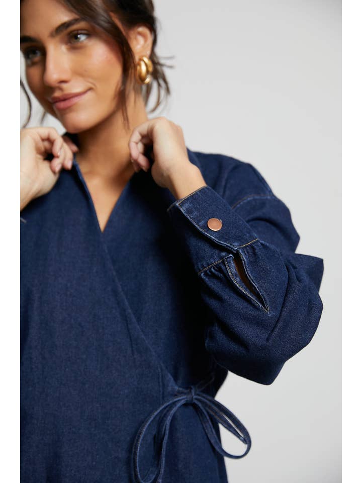 MEYME - Venta al por mayor Camisa con botones - Mujer - Camisa Denim cruzada Romy