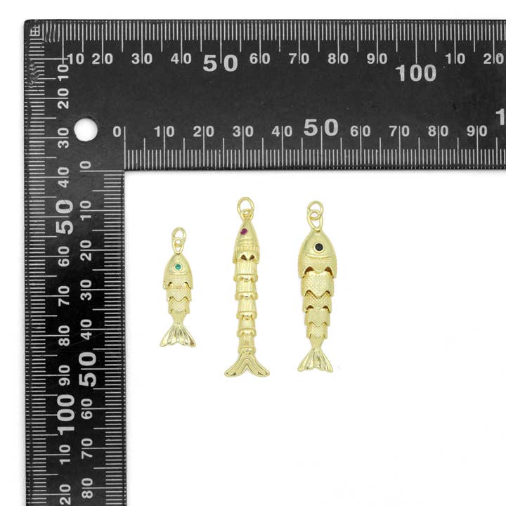 BestBeads&Beyond - Wholesale Individual Charm/Pendant - 3D Vintage Style Movable Wiggling Fish charm, Sku#FH248