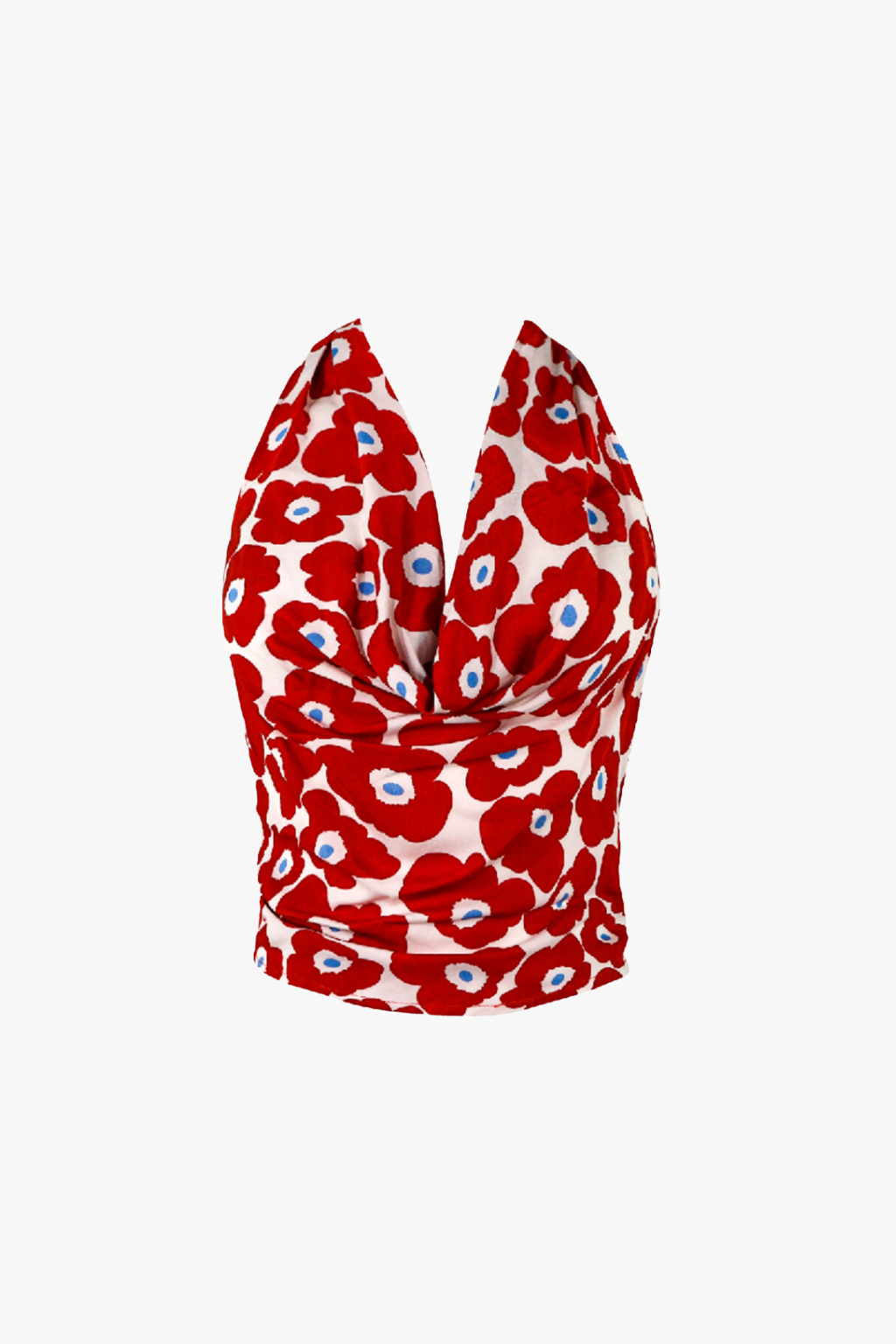 Quelton – Großhandel Bluse – Damen – Rotes Mohnblumen-Haltertop1