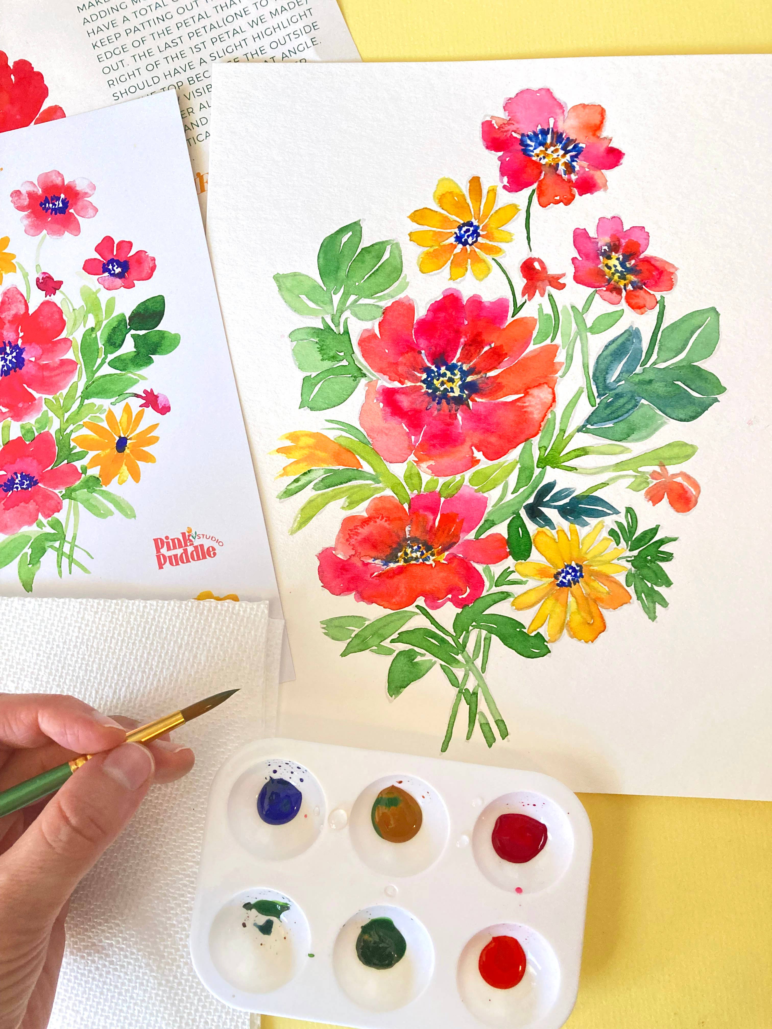 Pink Puddle Studio - Wholesale DIY Craft Kit - Wildflower Bouquet Flower Watercolor Painting DIY Kit4