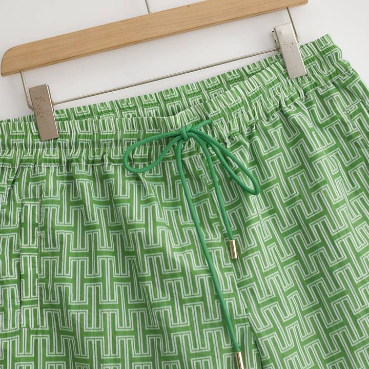 Hugh & Main - Wholesale Shorts - Women's - Green Monogram Shorts2