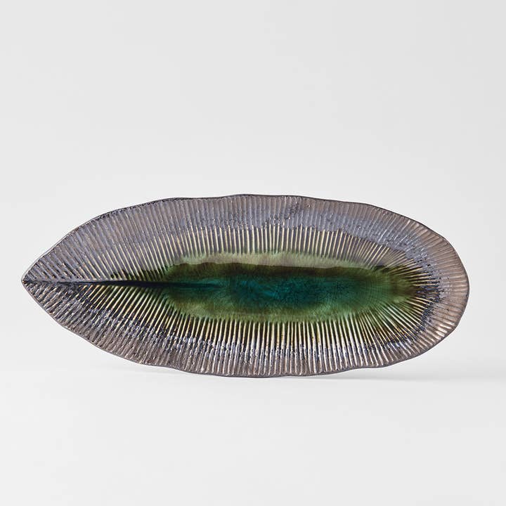 Midori Ridge oval plate 32cm for wholesale by Made In Japan Tableware